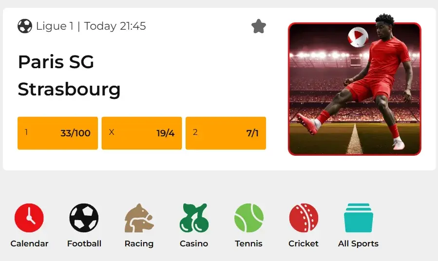 Betting Section with Sports at 32 Red Sport